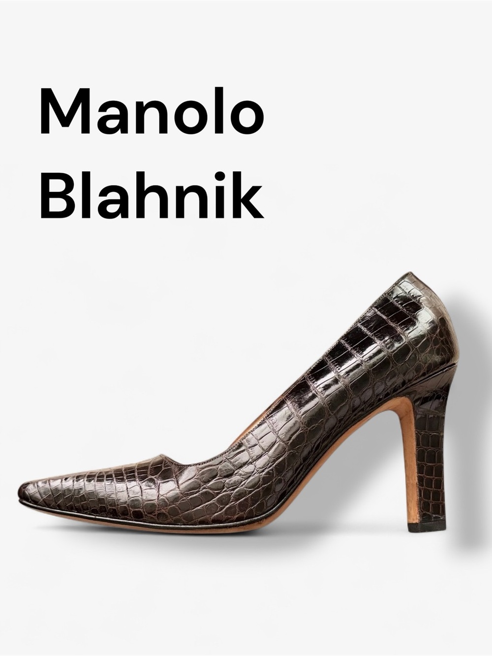 Manolo Blahnik Alligator Leather Heeled Pumps Dark Chocolate Brown Women - IT 38